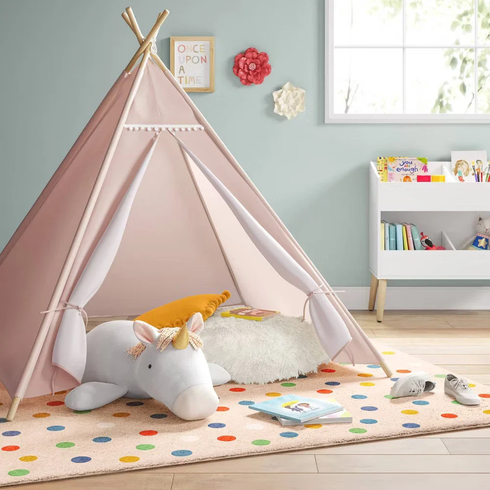 Pom Pom Kids' Camping Tent Teepee Play Pine Frame - Image 2