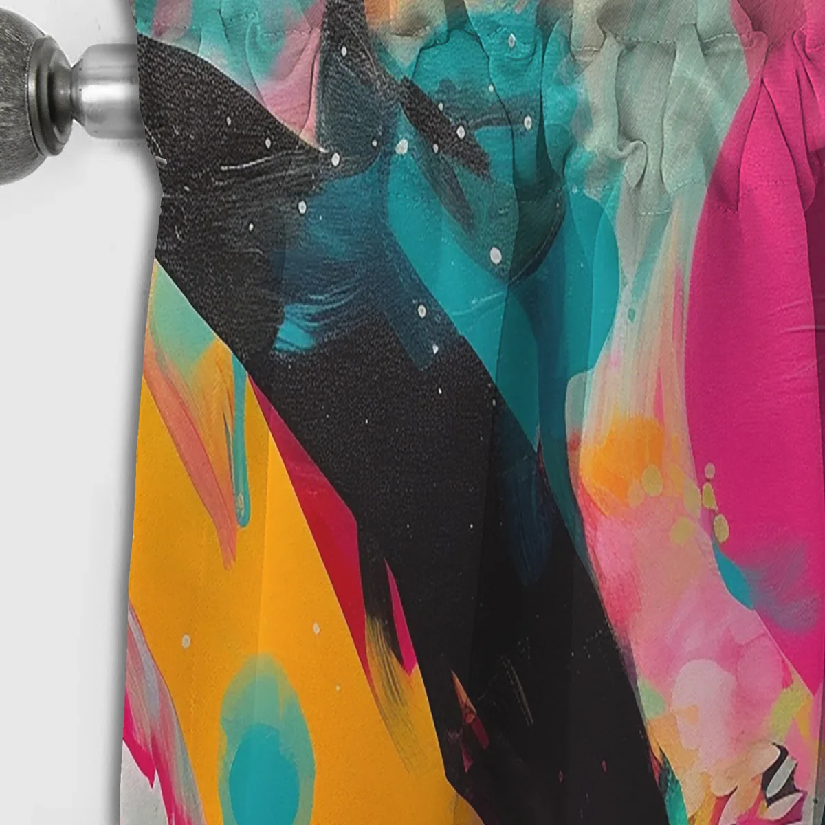 Pink And Turquoise Abstract Enigma I - Abstract Blackout Curtain - 1 Panel - Image 4