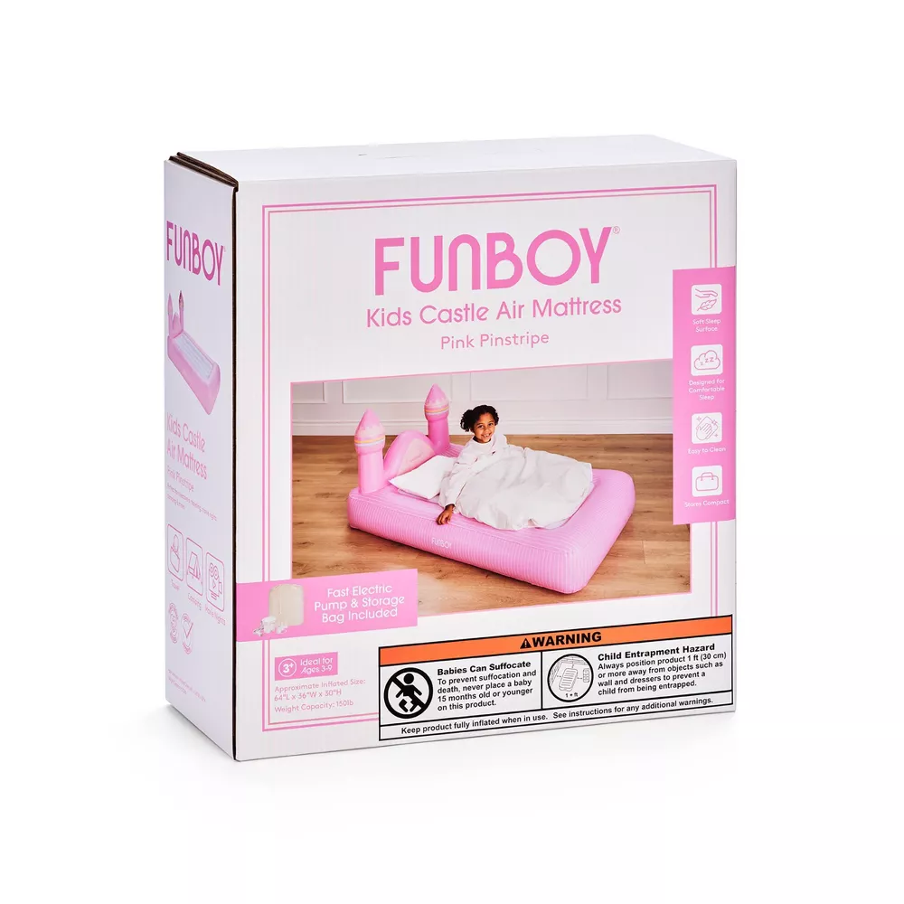Pink Castle Kids' Sleepover Twin Air Mattress Bed with Electric Pump - Image 3