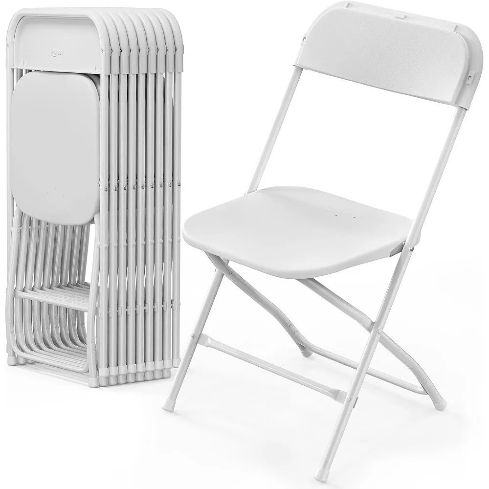 Plastic Folding Chair Portable Stackable Commercial Seat 10 Pack, White