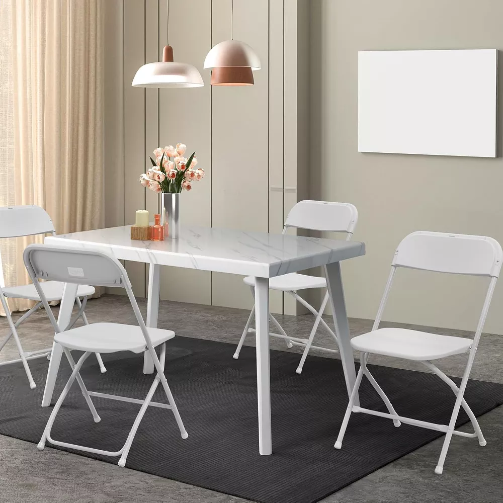 Plastic Folding Chair Portable Stackable Commercial Seat 10 Pack, White - Image 5