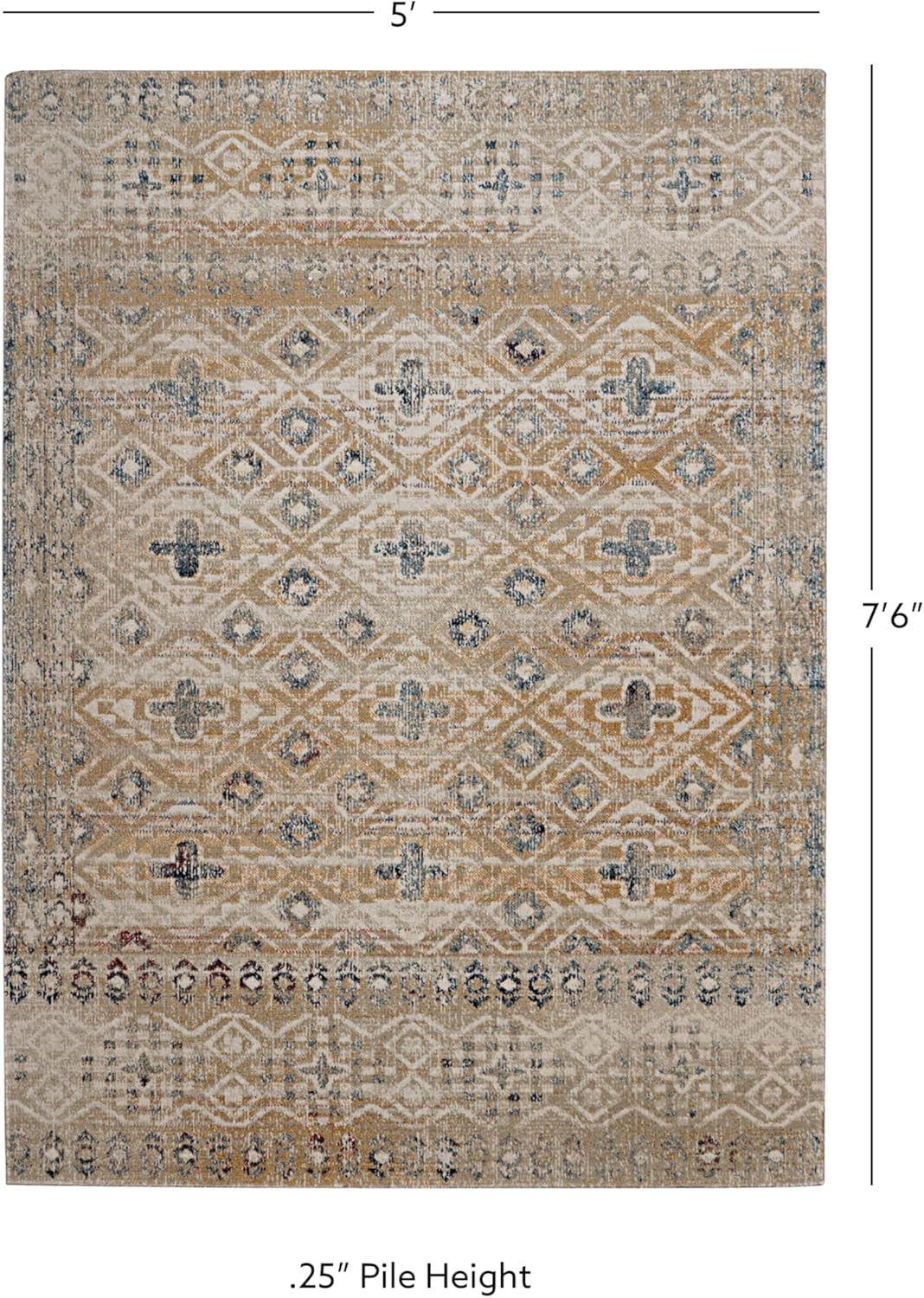 Plateau Mitchell Sand & Blue Low Pile 5' X 7'6" Area Rug - Image 4