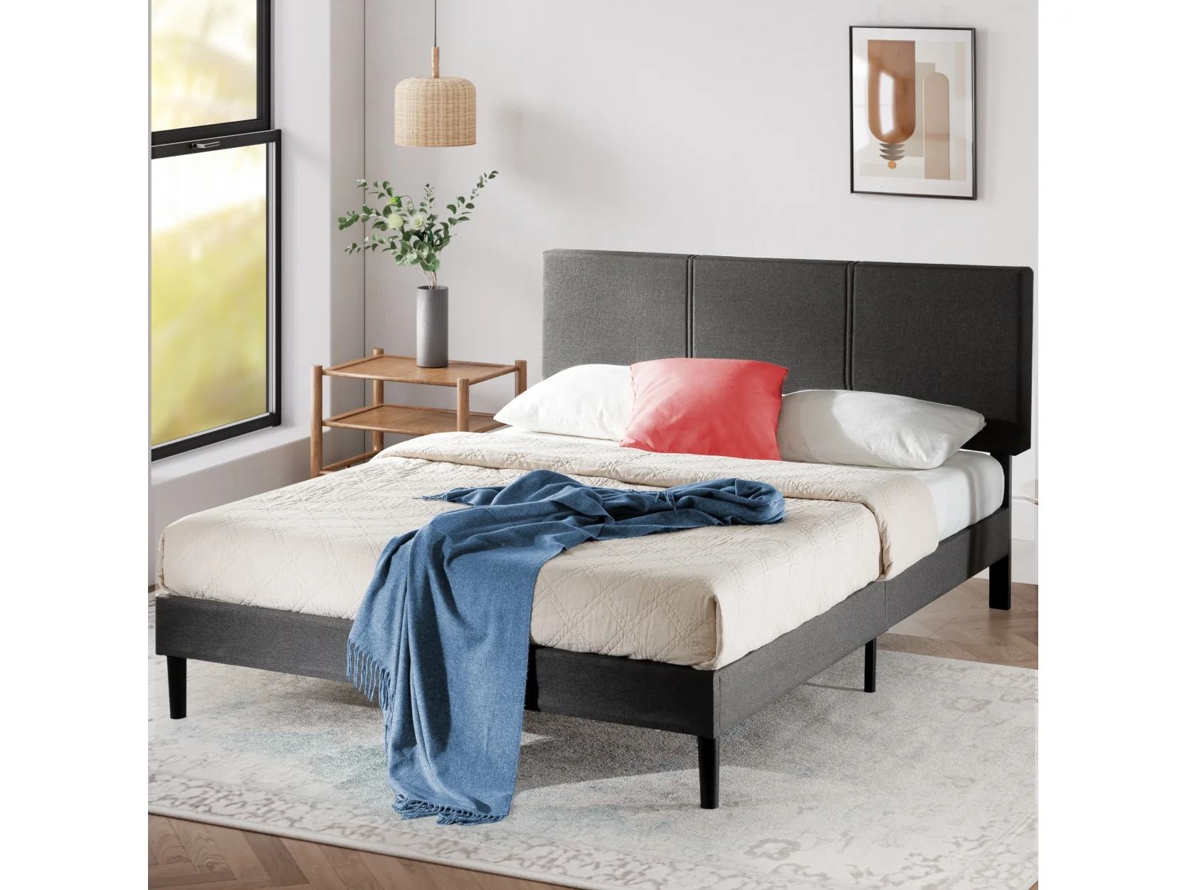 Platform King Bed Frame with Split Headboard - Image 4