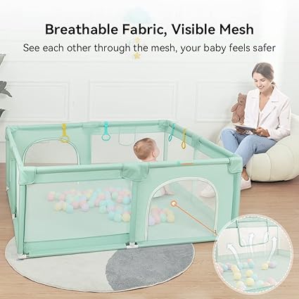 Playpens for Babies and Toddlers Full Mesh Design Dark Green - Image 3