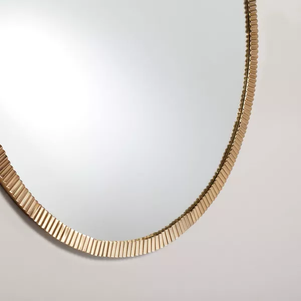 Pleated Brass Round Wall Mirror Antique Finish - Image 2