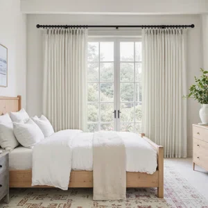 Pleated Linen Curtains, Semi Sheer Light Filtering Pinch Set of 2 - Image 5