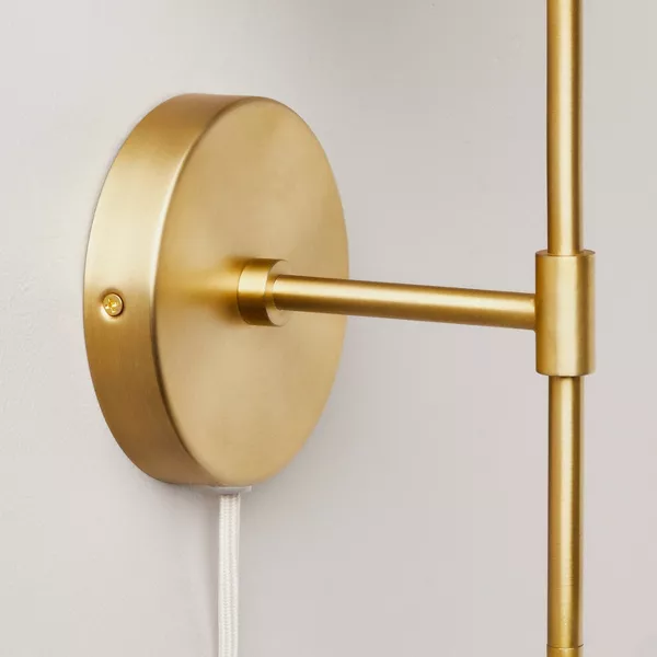 Pleated Shade Wall Sconce Brass/Oatmeal, - Image 3