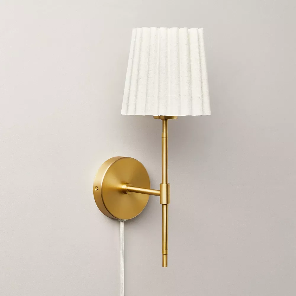 Pleated Shade Wall Sconce Brass/Oatmeal,