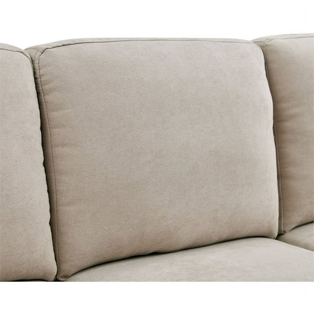 Polyester Fabric Partial Sofa, Beige - Image 4