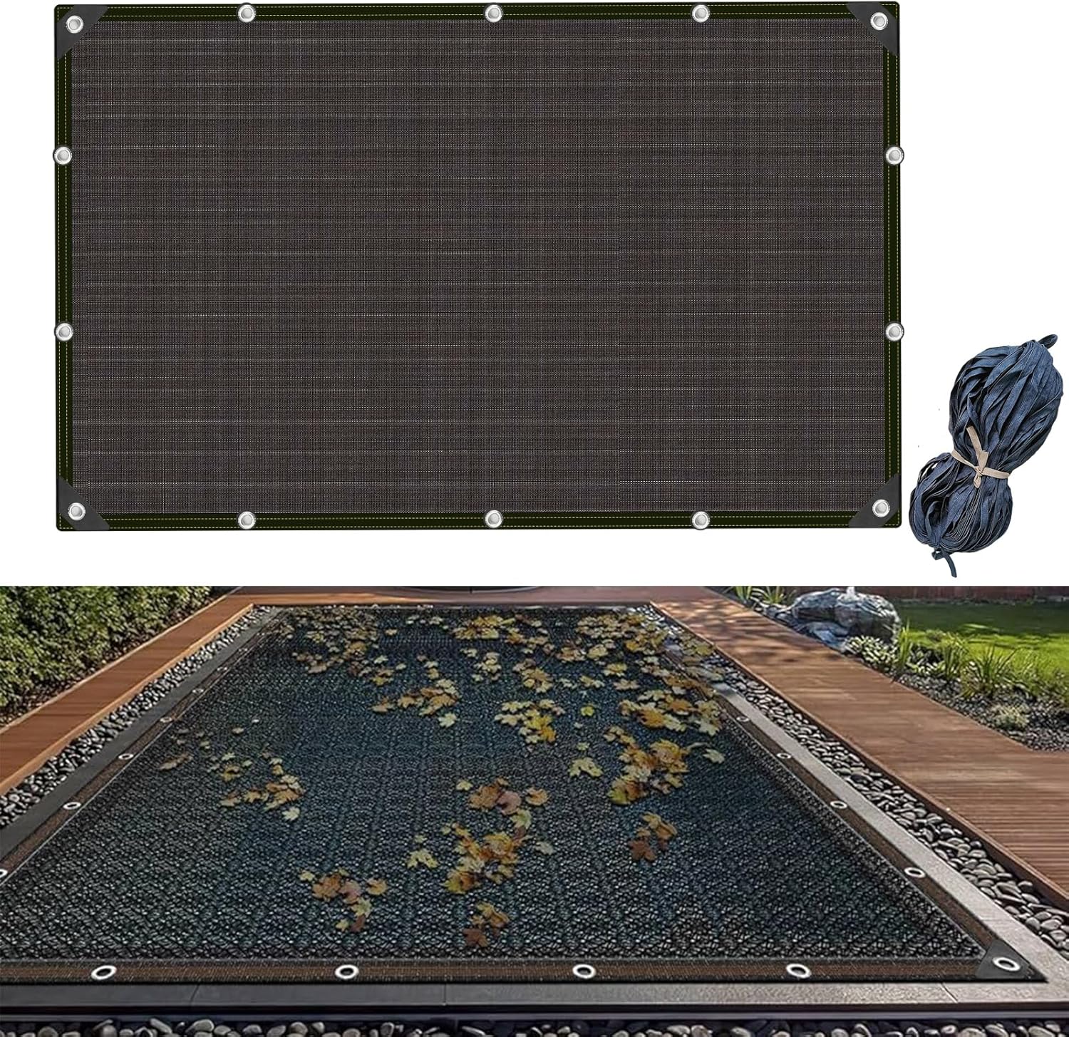 Rectangle Pool Leaf Net Cover, Fits In-Ground & Above-Ground Pool