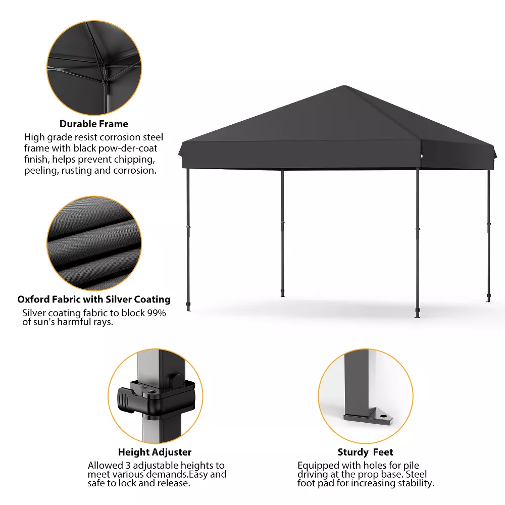 Pop Up Canopy, Heavy Duty Outdoor Tent - Black - Image 3