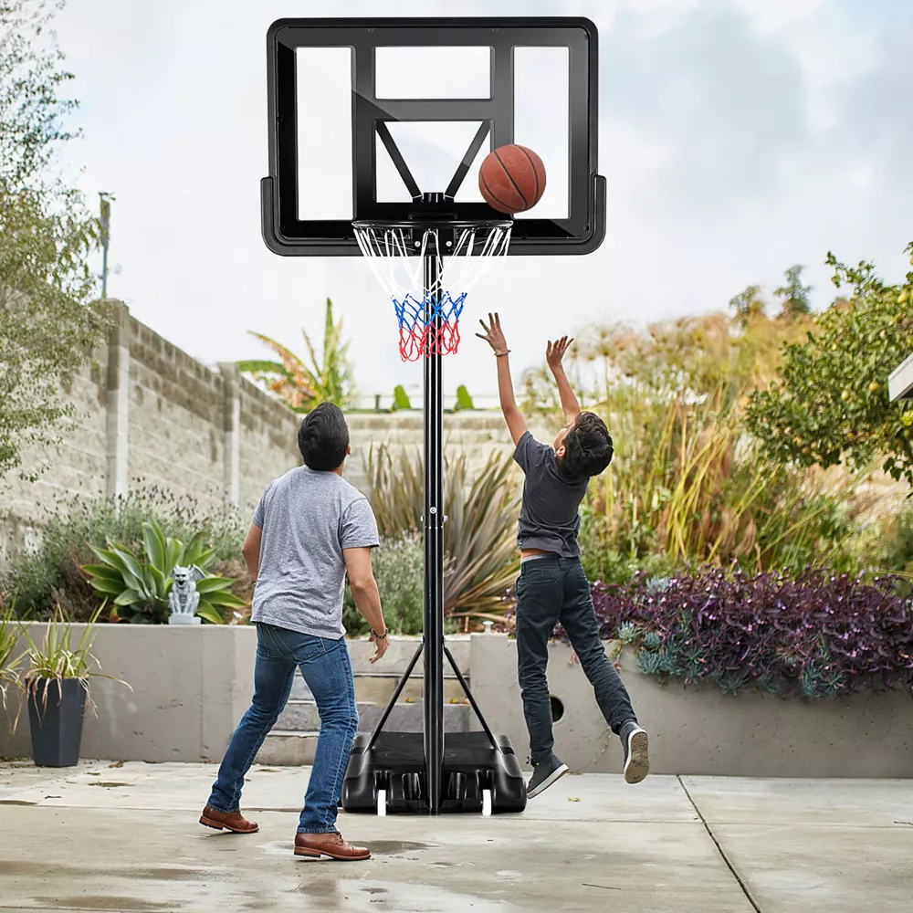 Portable Basketball Hoop Stand Adjustable Height W/Shatterproof Backboard Wheels - Image 3