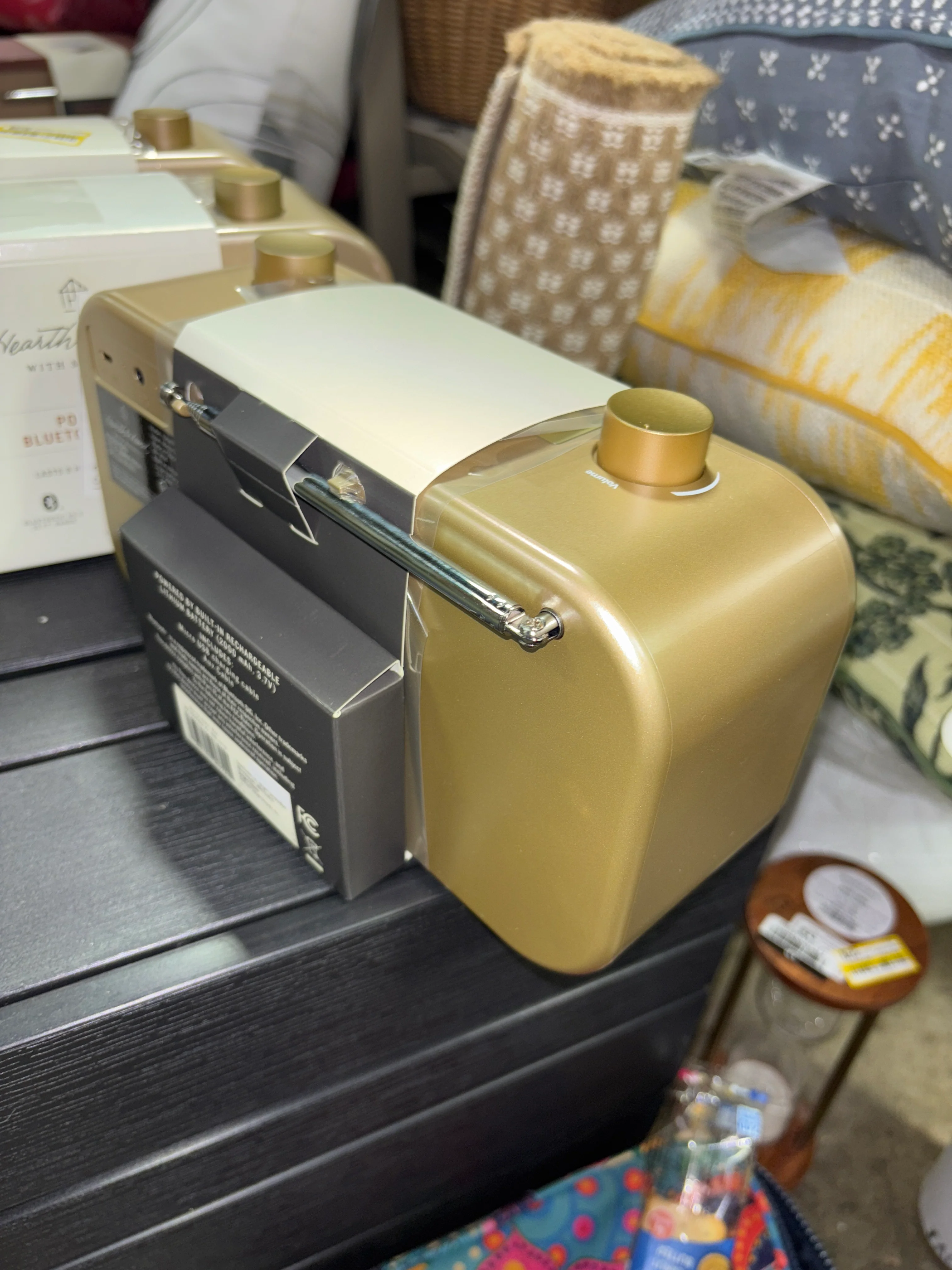 Portable Brass Finish AM/FM Bluetooth Radio SHOWROOM ITEM - Image 3