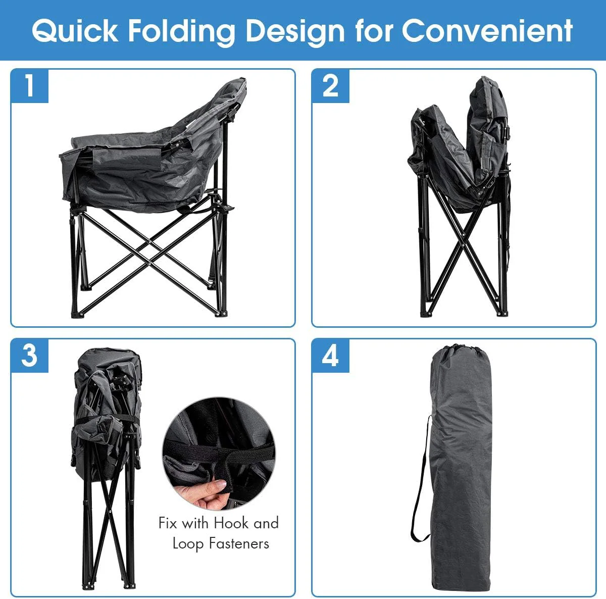 Portable Camping, Outdoor Folding Moon Saucer Chair - Image 3