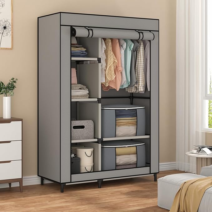 Portable Closet, Wardrobe with Shelves and Hanging Rod - Image 4