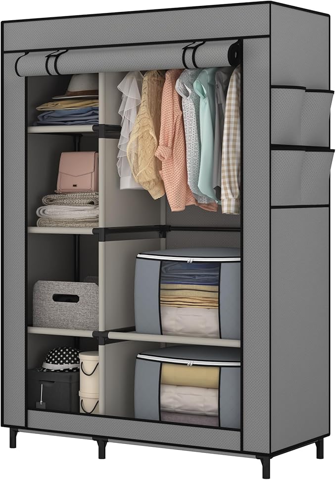 Portable Closet, Wardrobe with Shelves and Hanging Rod - Image 5