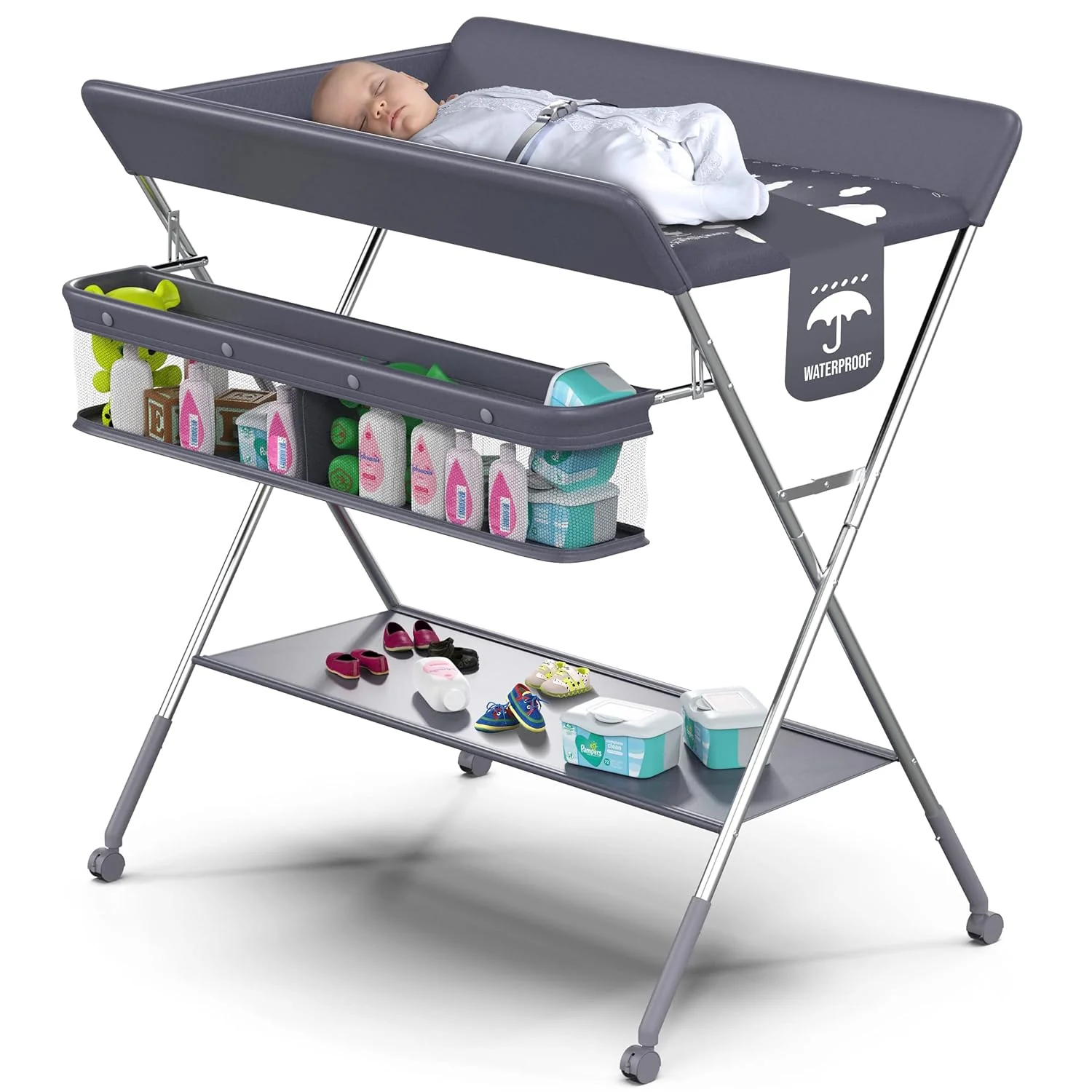 Portable Diaper Changing Station Adjustable Height Baby Changing Table