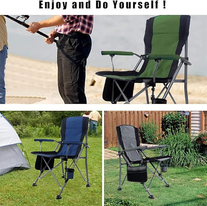 Portable Folding Chair Heavy Duty Thicken 600D Oxford Outdoor Camping Chair with Carrying Bag - Image 3