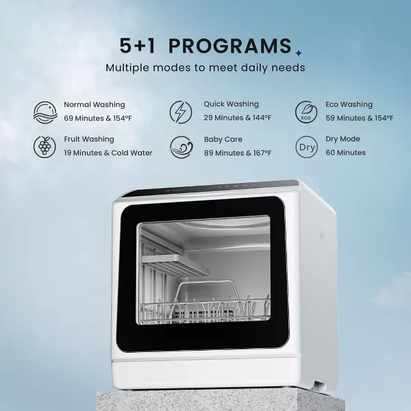 Portable Mini Dishwasher Countertop with 5-Liter Built-in Water Tank and Air-Dry Function - Image 2