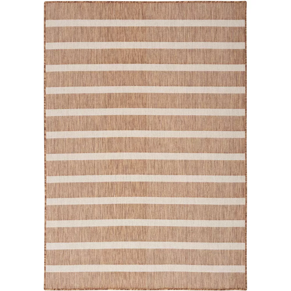 Positano Modern Stripes Flatweave Indoor Outdoor Low Pile Area Rug Jute Ivory 6' x 9'
