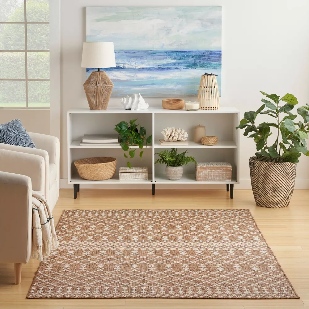 Positano Moroccan Trellis Flatweave Area Rug Jute 5' x 7' - Image 2