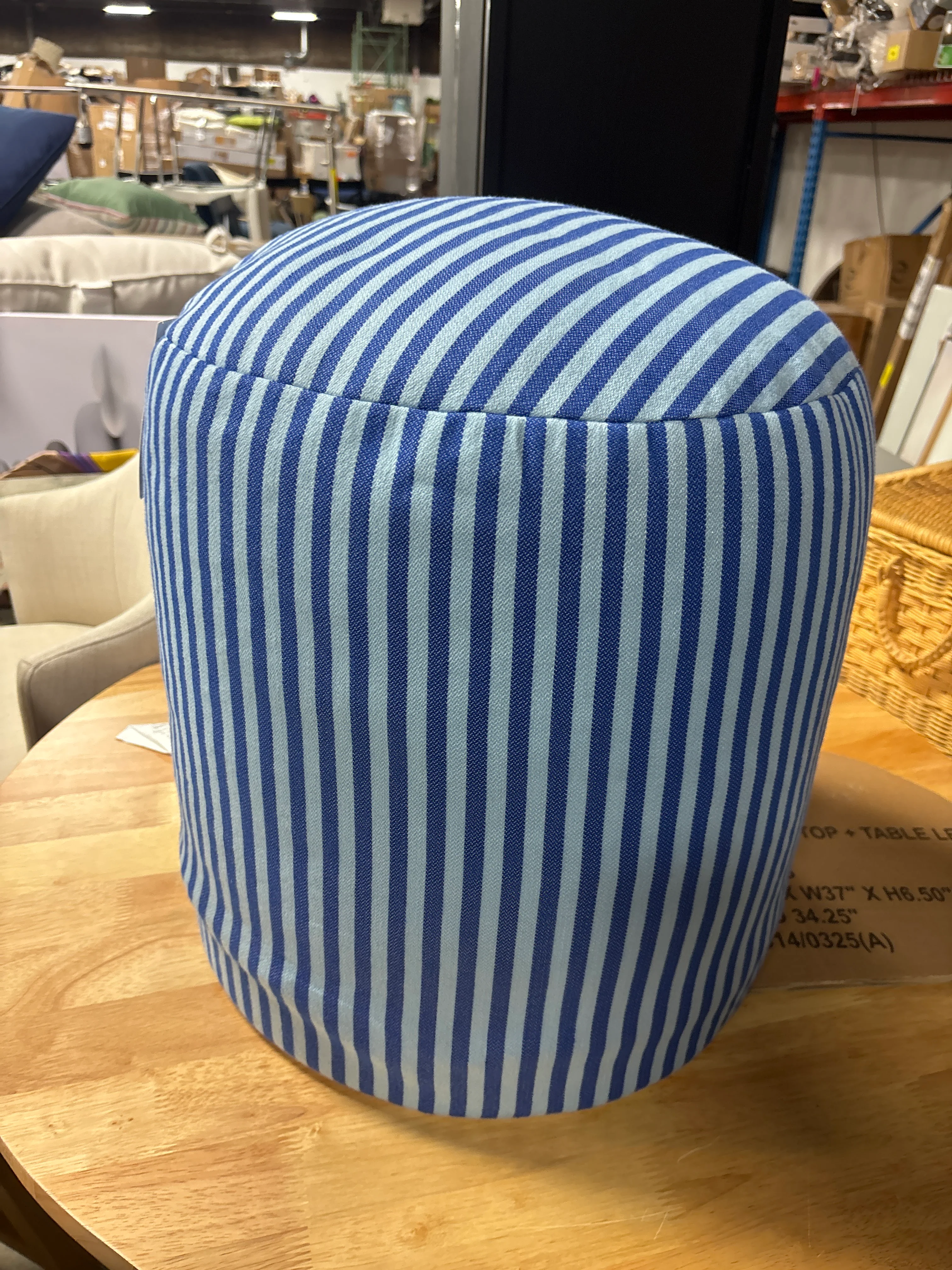 Pouf Striped - Blue SHOWROOM ITEM - Image 2