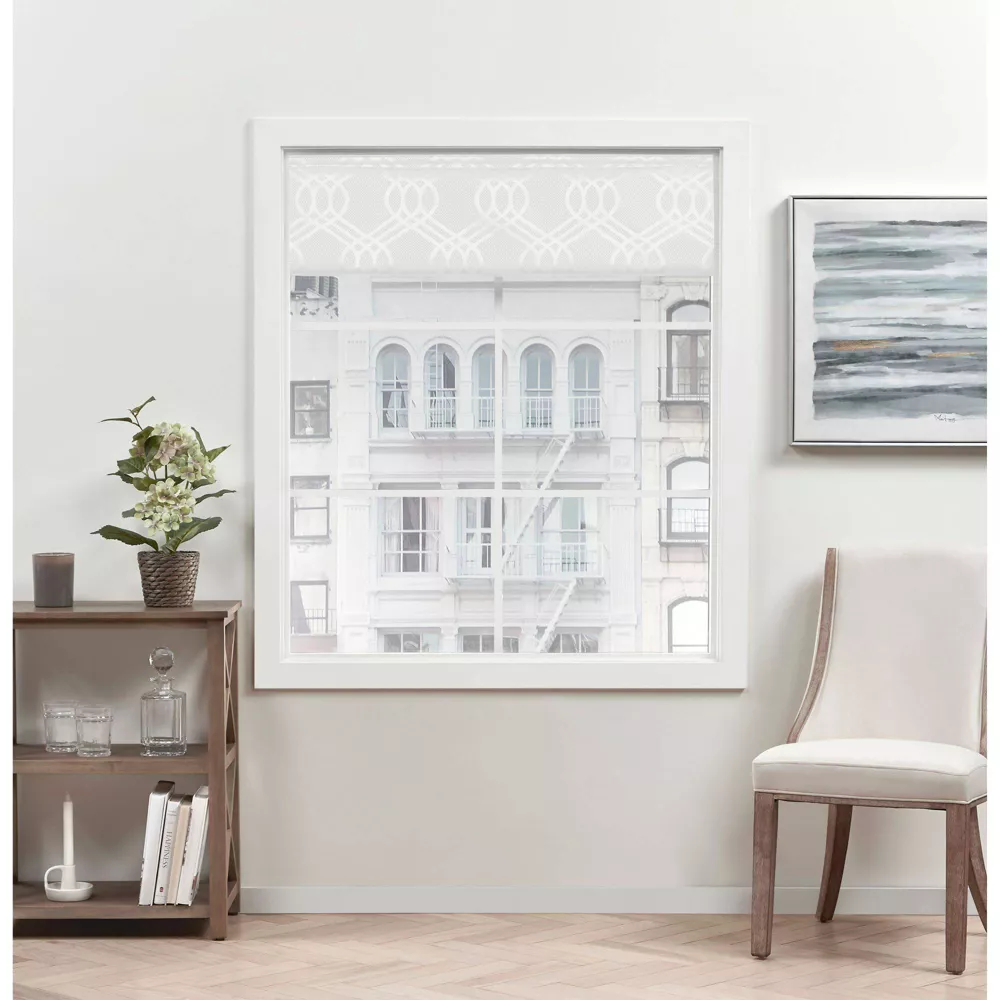 Prague Trellis Blackout Roman Curtain Shades White - Image 3