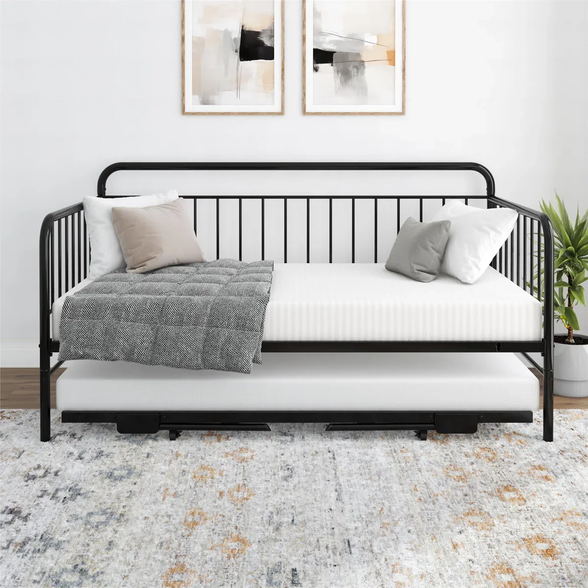 Pranaya Twin Metal Daybed with Popup Trundle - Image 4