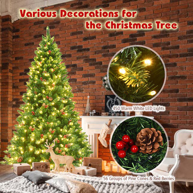 Pre-lit Artificial Christmas Tree with White LED Lights - Image 2