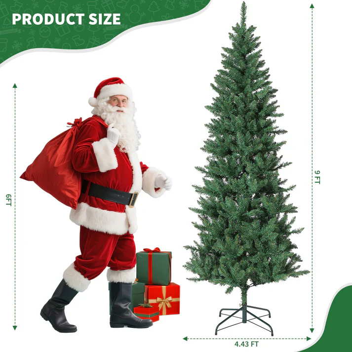 Pre-Lit Artificial Flocked Pencil Christmas Tree - Image 4