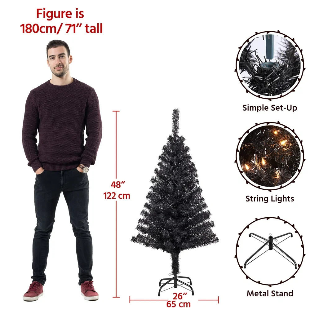 Pre-Lit Fir Artificial Christmas Tree with Foldable Stand Set of 2 - Image 3