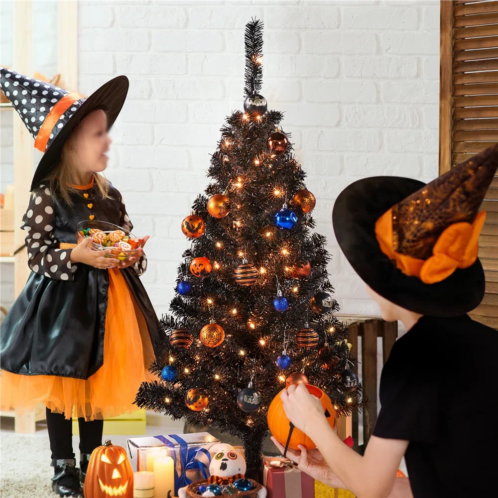 Pre-Lit Fir Artificial Christmas Tree with Foldable Stand Set of 2 - Image 4