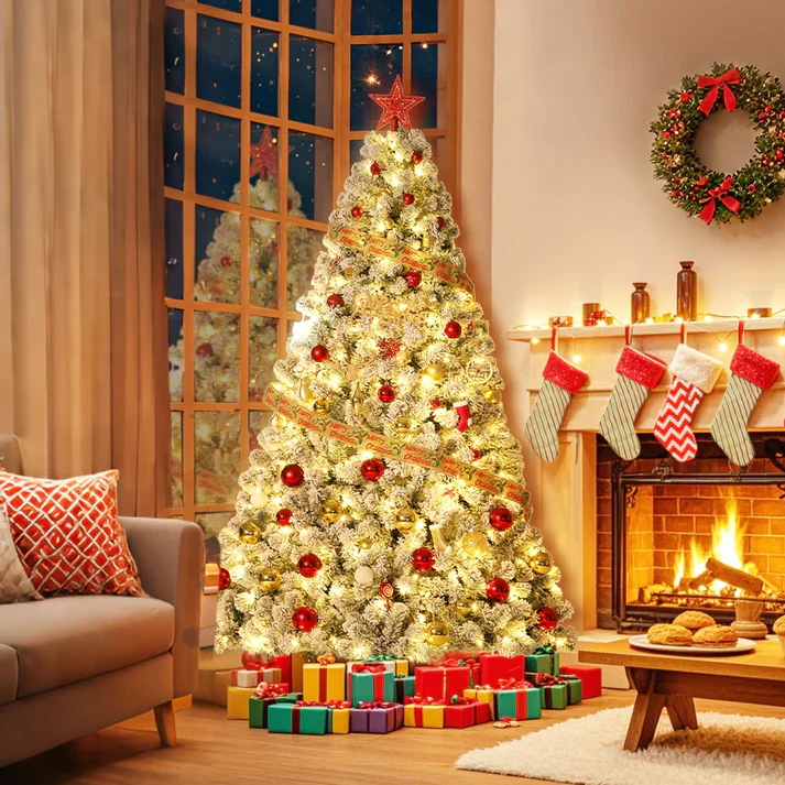 Pre-Lit Flocked Christmas Tree - Image 2