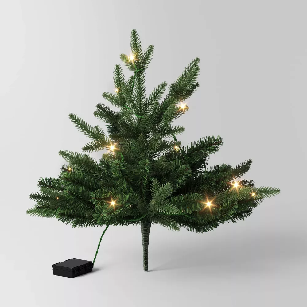Pre-lit LED Battery Operated Mixed Pine Mini Christmas Artificial Pot Filler Warm White Lights, final cut