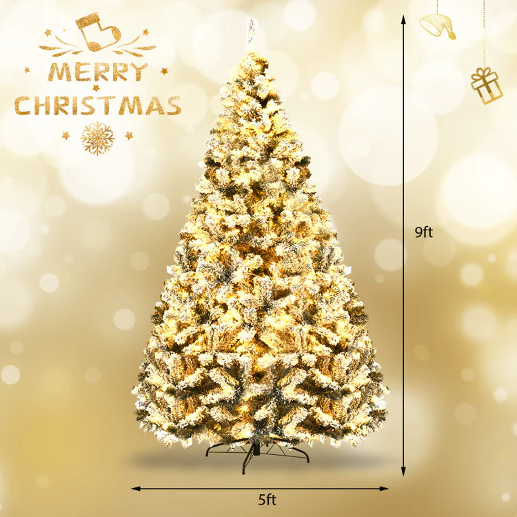 Pre-Lit Premium Snow Flocked Hinged Artificial Christmas Tree - Image 3