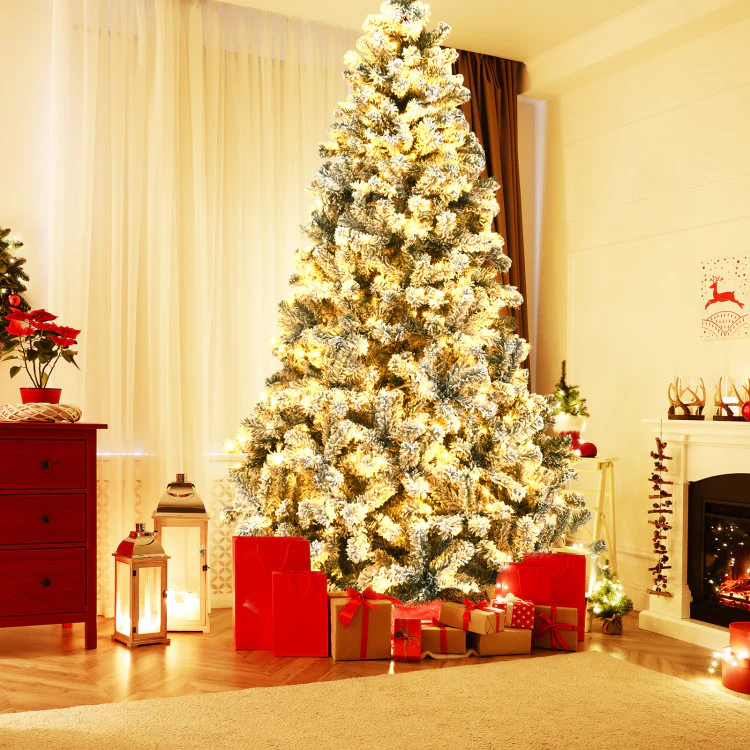 Pre-Lit Premium Snow Flocked Hinged Artificial Christmas Tree - Image 5