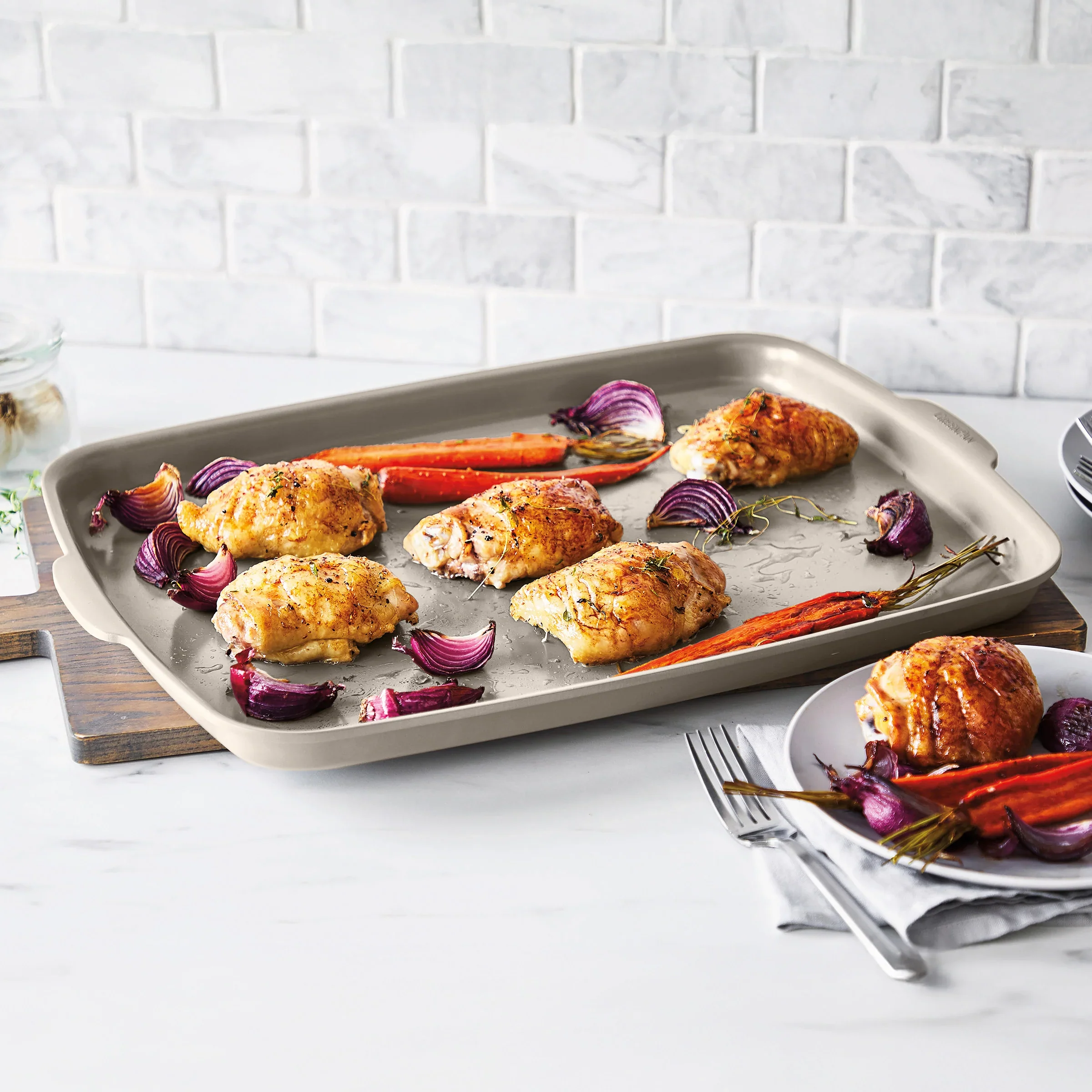 Premiere Ovenware Ceramic Nonstick 4-Piece Set | Taupe - Image 3