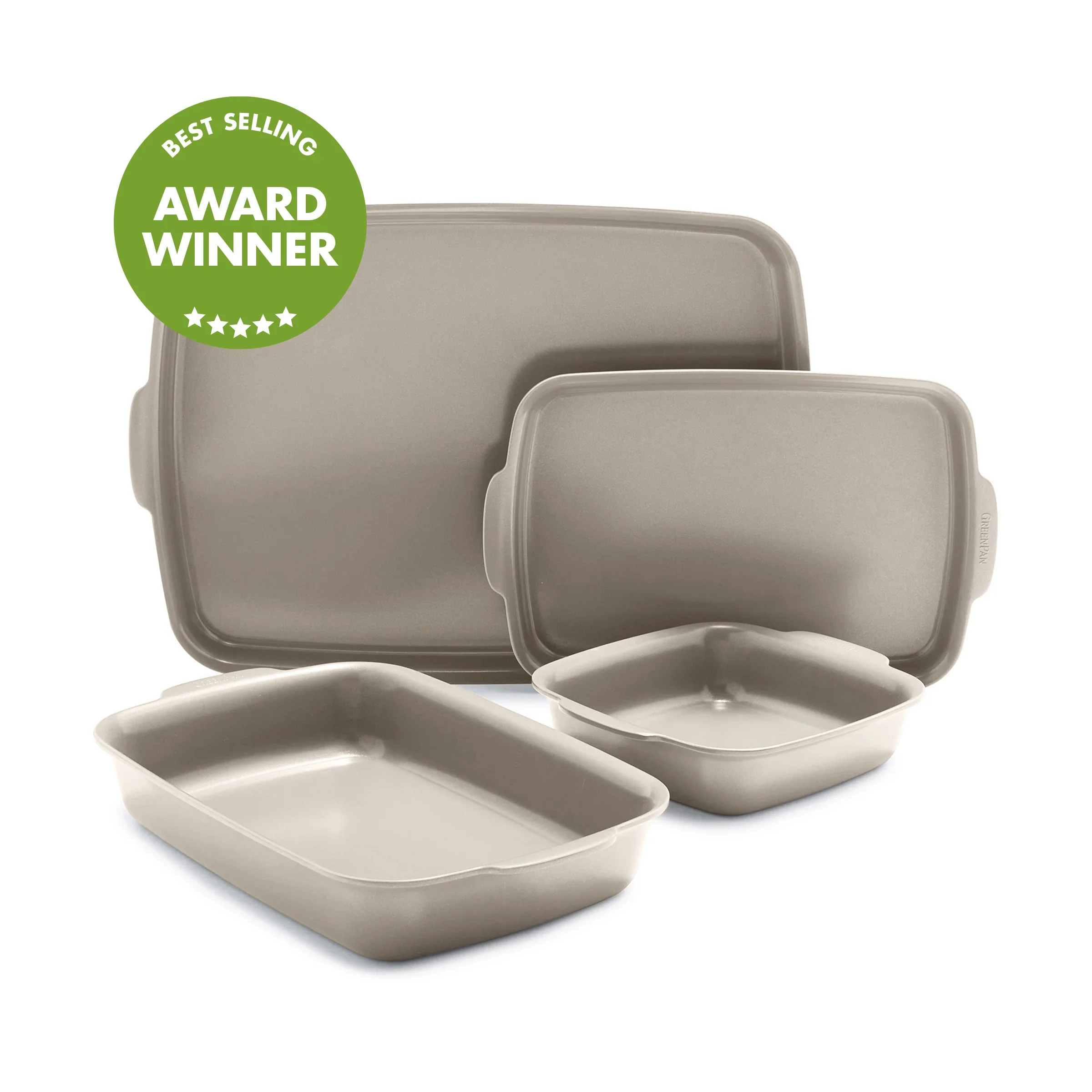 Premiere Ovenware Ceramic Nonstick 4-Piece Set | Taupe - Image 4
