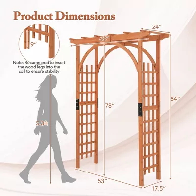 Premium Outdoor Wooden Fir Arbor Arch Pergola Trellis Wood Garden Yard Lattice - Image 3