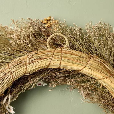 Preserved Spring Grass and Flower Wreath - Image 3