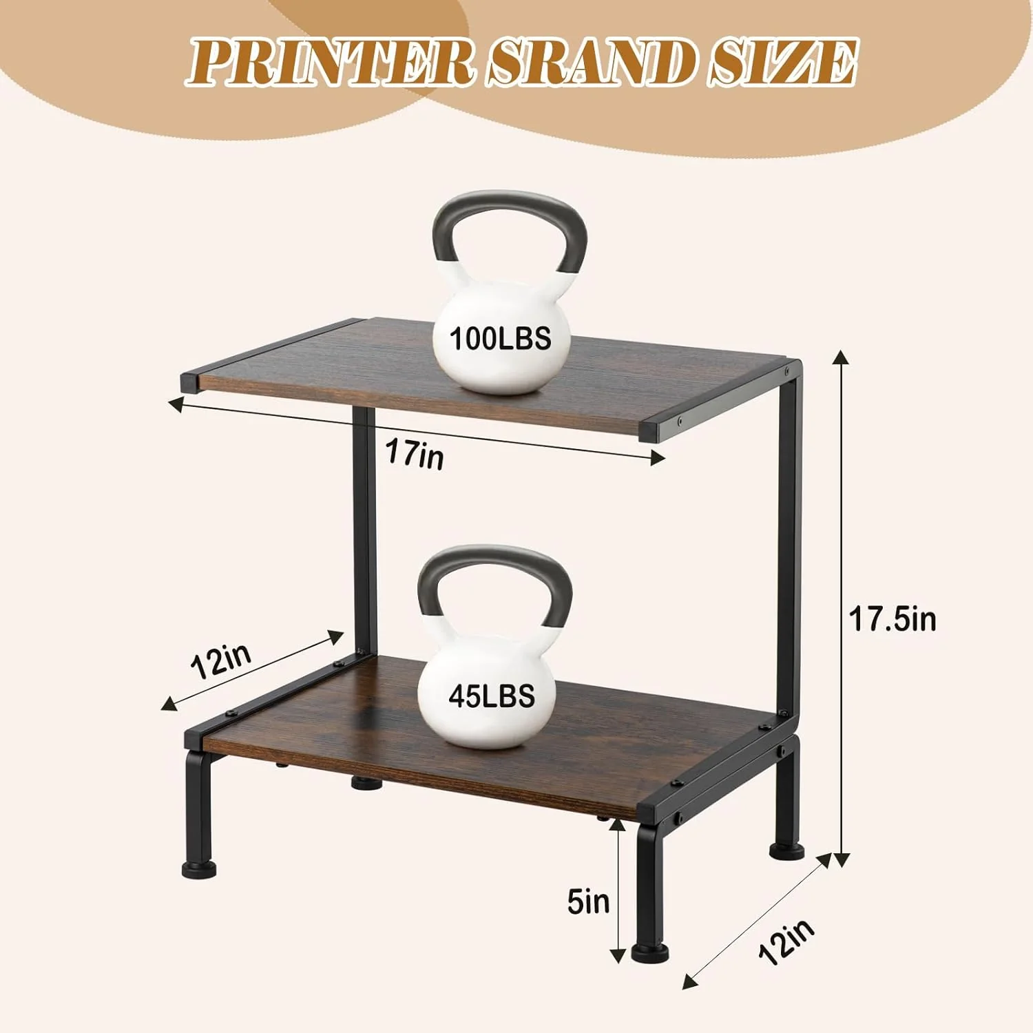 Printer Stand with Storage for Desk, 2 Tier Desk Organizer - Image 4
