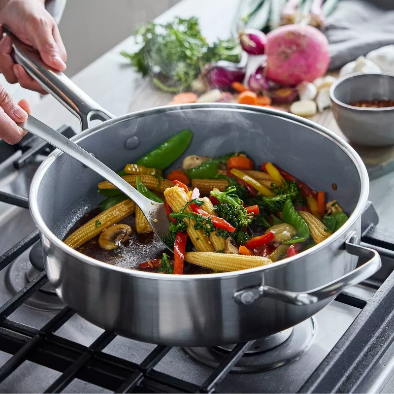 Prism 5qt Hybrid Stainless Steel and Ceramic Nonstick Saute Pan with Lid - Image 5