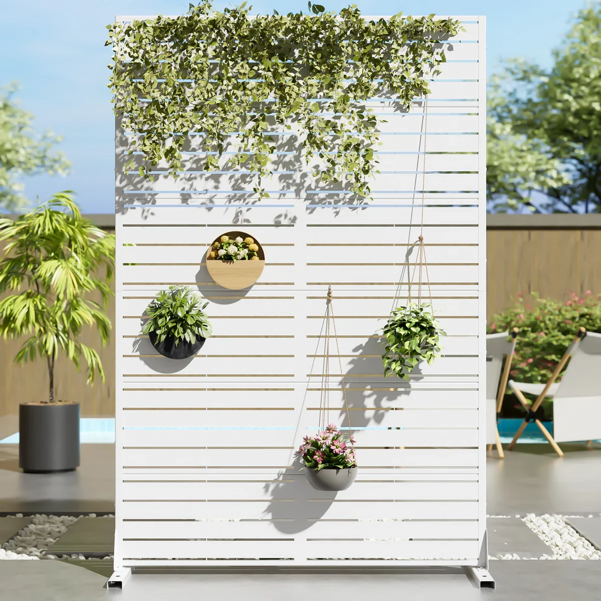 Privacy Metal Screen Fence Panel Horizontal Stripe Pattern - Image 2