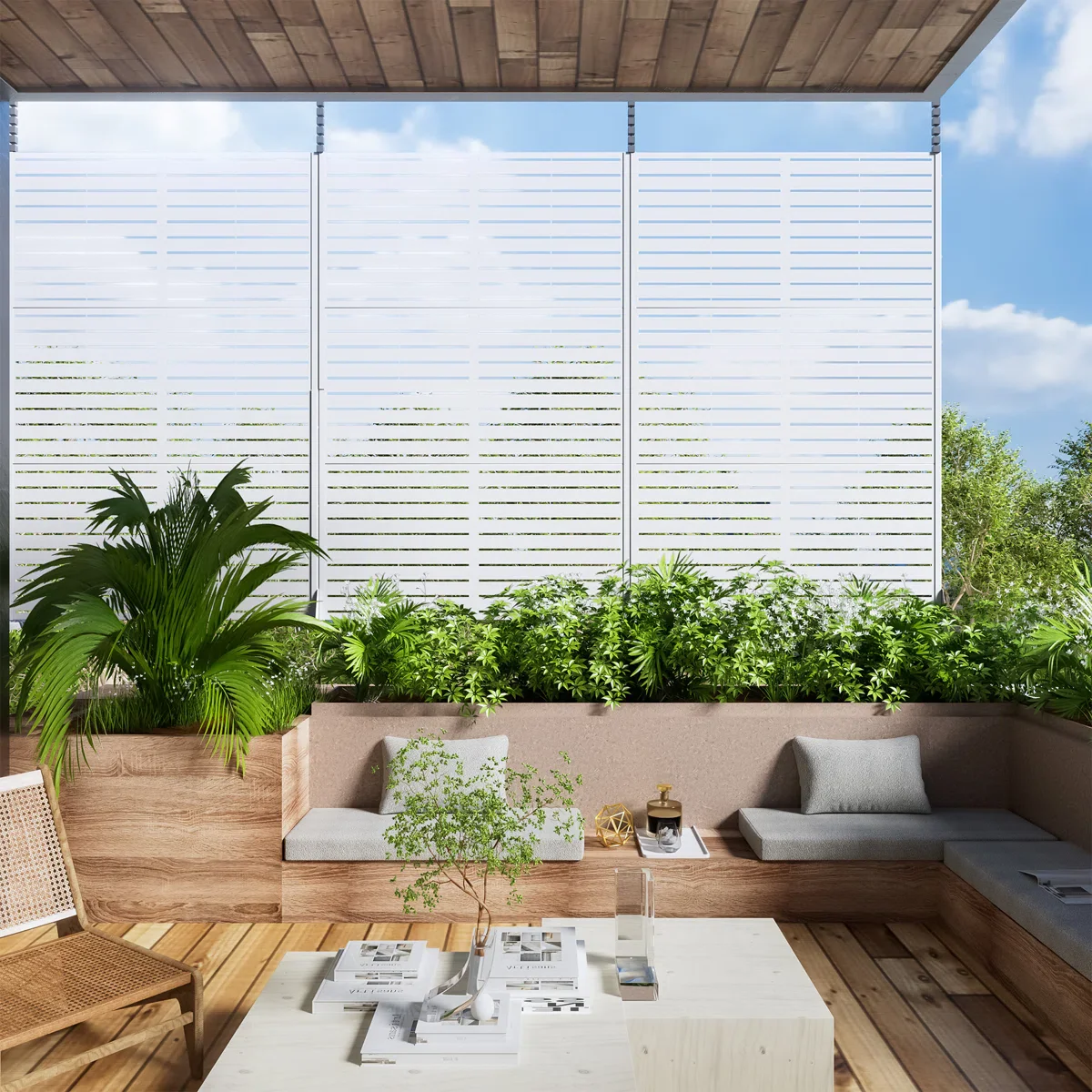 Privacy Metal Screen Fence Panel Horizontal Stripe Pattern - Image 5