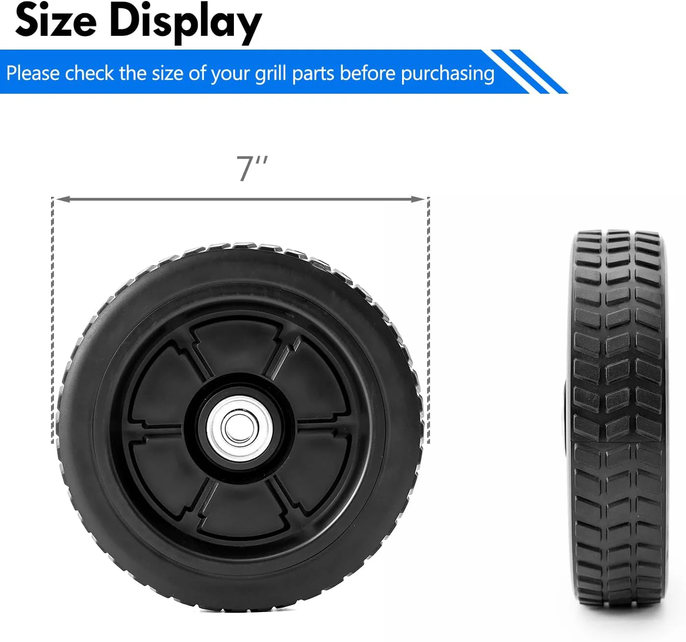 Grill Wheels Replacement Parts Plastic BBQ Wheels with Axle Smoker Grill Accessories - Image 2