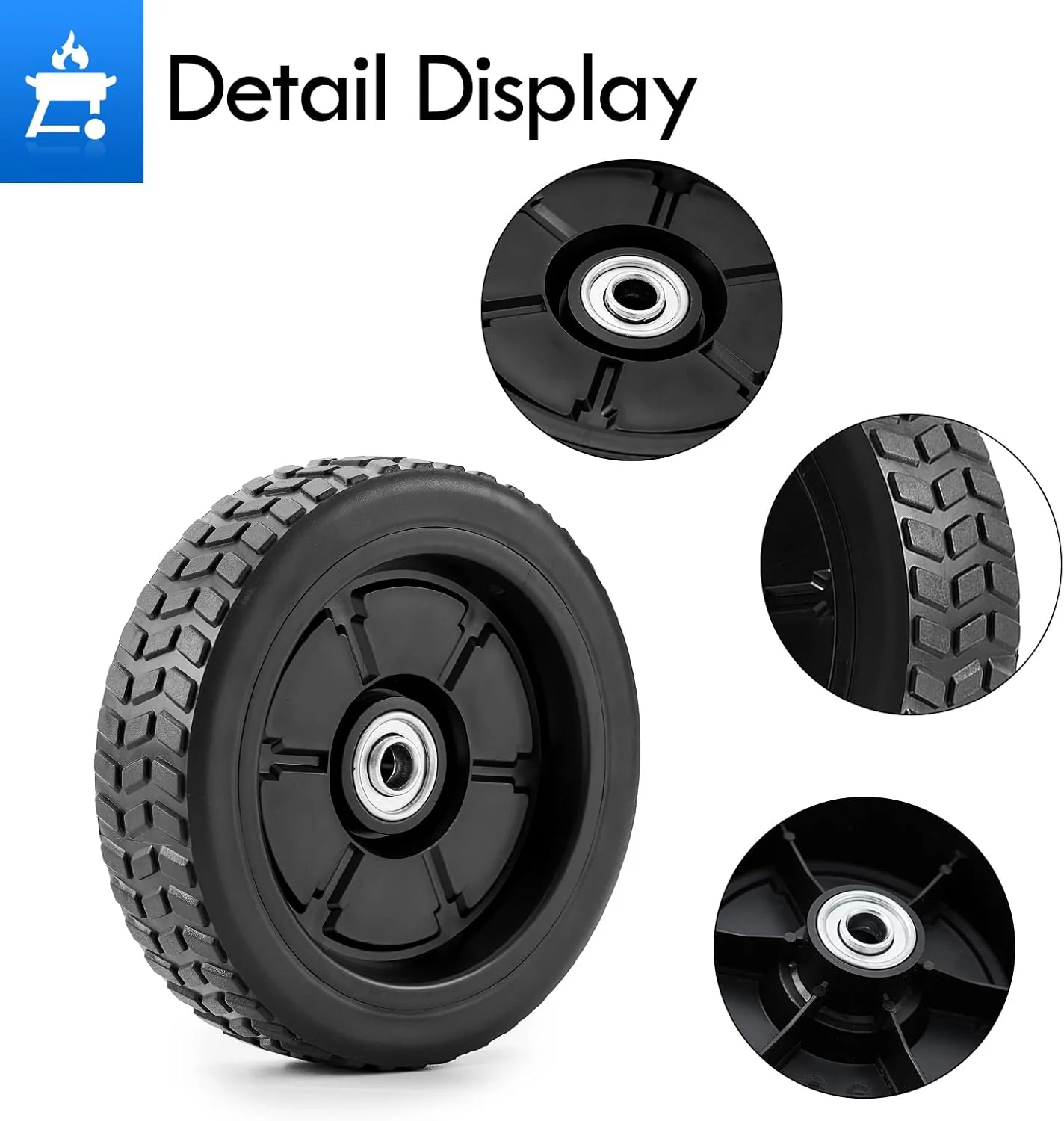 Grill Wheels Replacement Parts Plastic BBQ Wheels with Axle Smoker Grill Accessories - Image 3