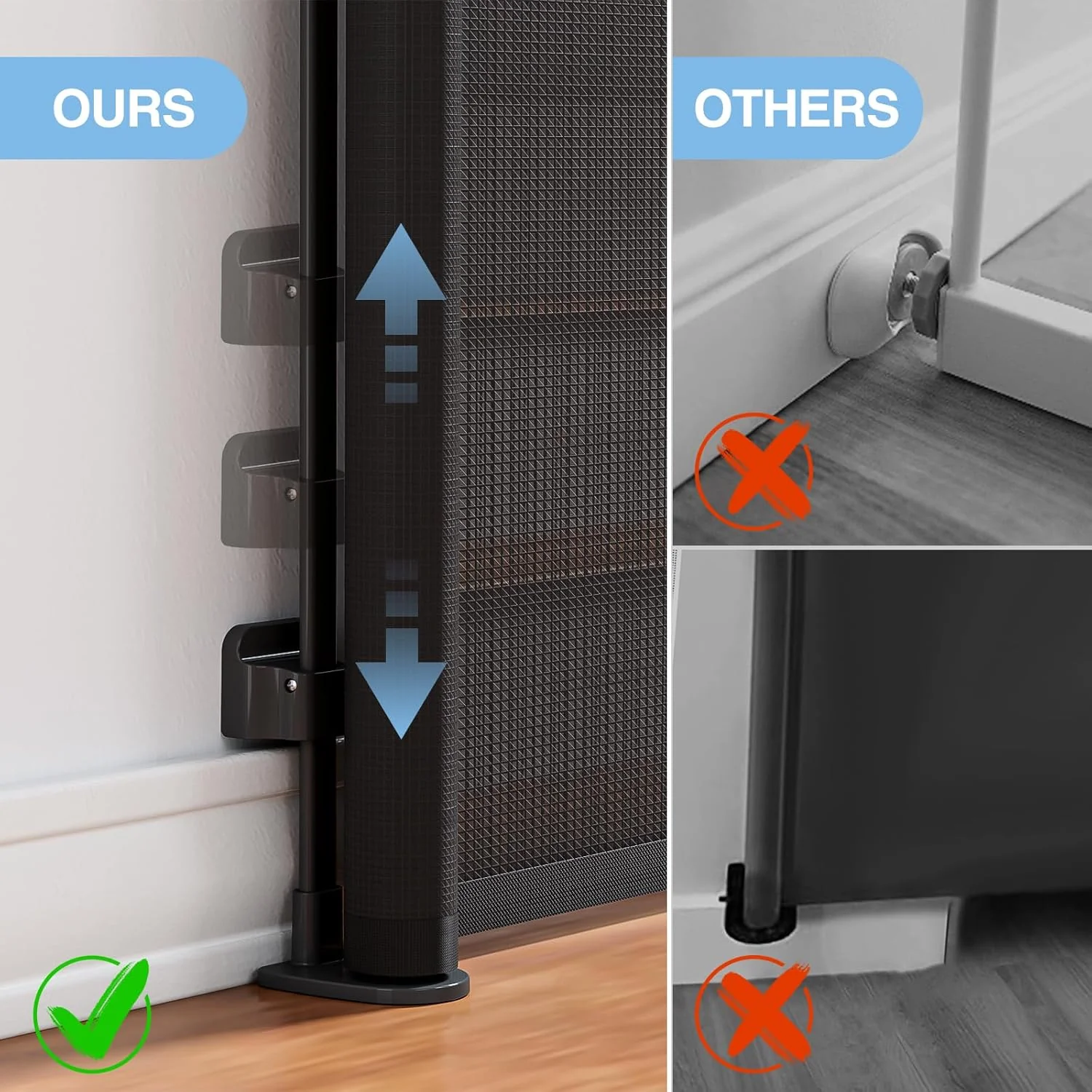 Retractable Baby, Child & Dog Gates for Stairs, Black - Image 3