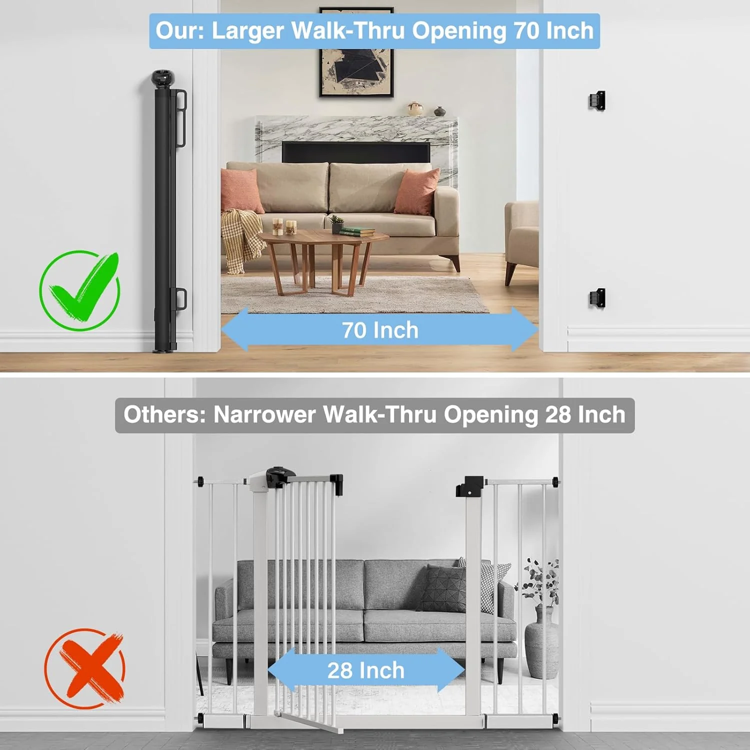 Retractable Baby, Child & Dog Gates for Stairs, Black - Image 4