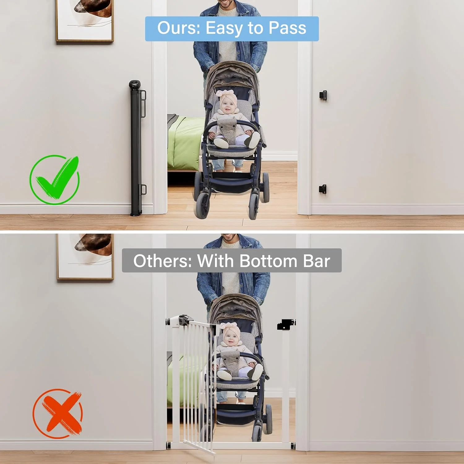 Retractable Baby, Child & Dog Gates for Stairs, Black - Image 5