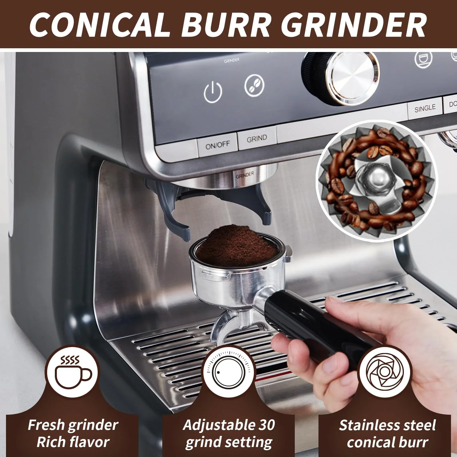 Professional Espresso Machine with Grinder - Image 2